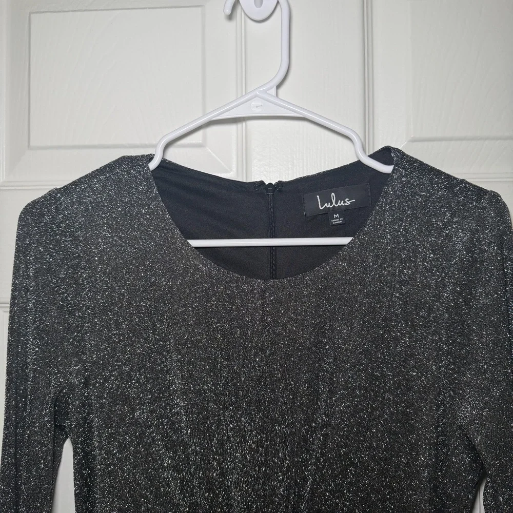 Lulu's Sparkling Black Cutout Dress - Picture 2 of 6